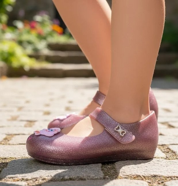 Sapatilha World Colors Peeptoe Confeti Gliter Bronze Cód: 55