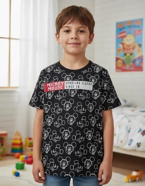 Camiseta Kamylus Meia Malha Mickey Preta Sporting Legend Cód: 450