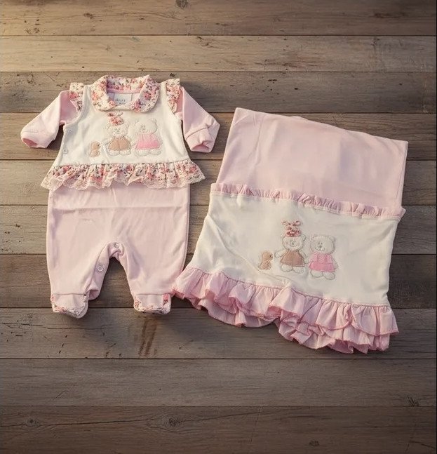 Saída De Maternidade Charme Luxo Rosa Claro Cód: 144