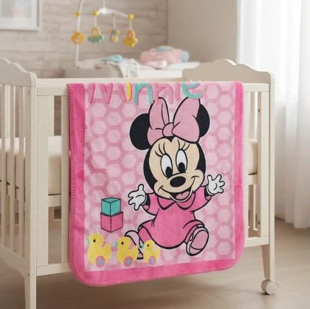 Cobertor Raschel Jolitex Disney Minnie Patinhos Cód: 479