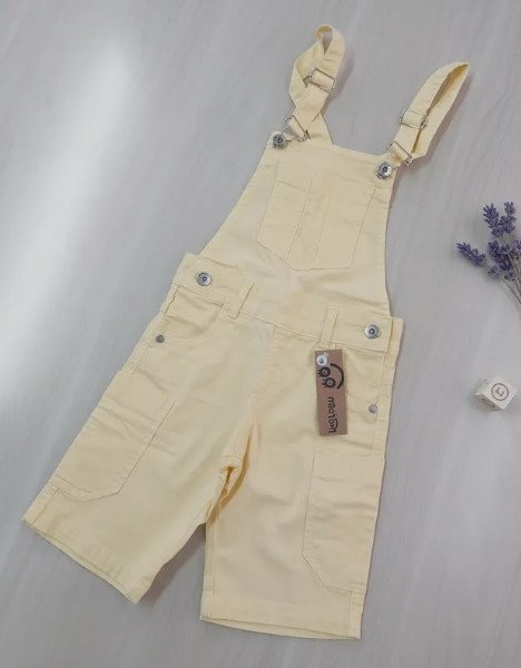 Jardineira Kookabu Sarja Com Bolso Frontal Amarelo Cód: 511