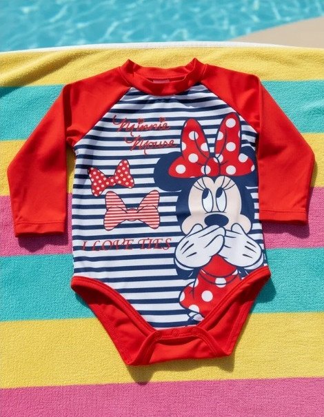 Body Maiô Marlan Proteção UV Manga Longa Minnie Vermelho Cód: 520