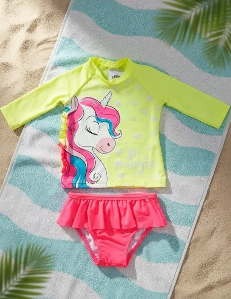 Conjunto Praia/piscina Marlan Unicórnio Proteção Uv Amarelo Cód: 524