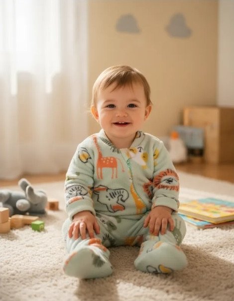 Macacão Bebê Smoby Baby Fleece com Zíper Verde Safari Cód: 527