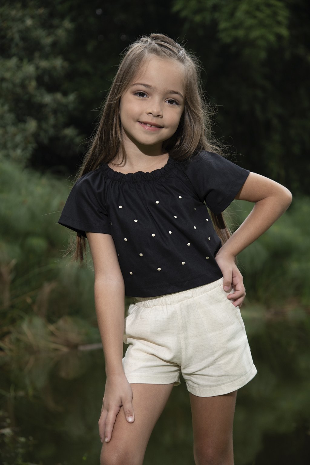Conjunto Vrasalon Blusa Poa e Short Linho Luxo Cód: 588