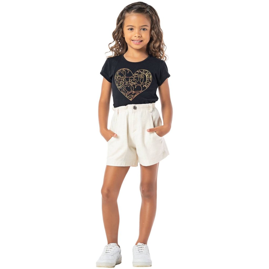 Conjunto Vrasalon Blusa Coração E Short Linho Luxo Cód: 590