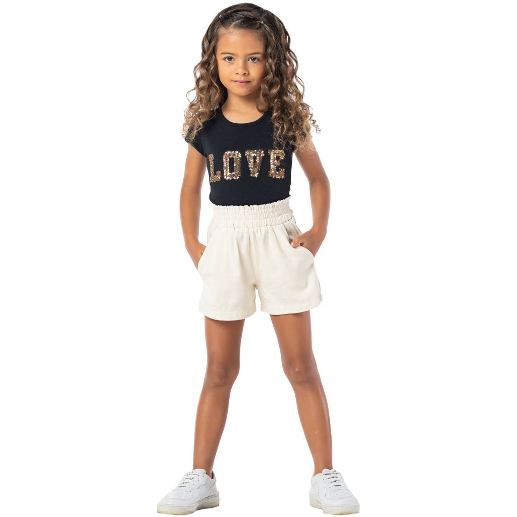 Conjunto Vrasalon Blusa LOVE e Short Linho Luxo Cód: 592