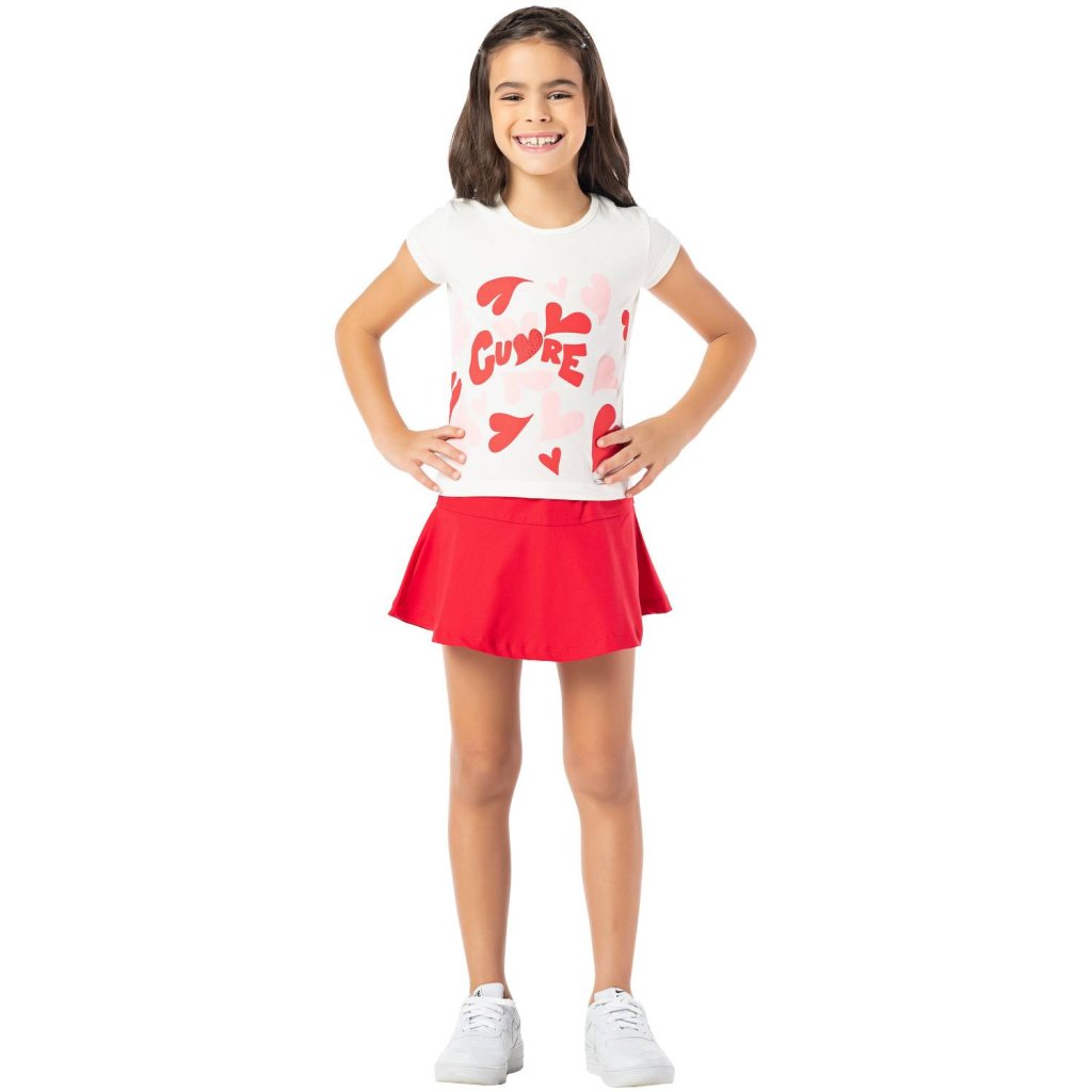 Conjunto Vrasalon Corações Shorts Saia Linha Luxo Cód: 593