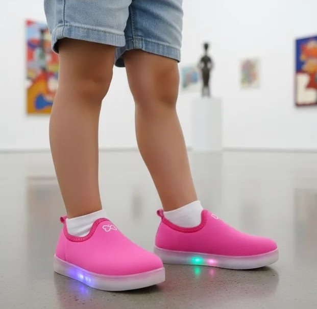 Tênis World Colors Star Light Pink Com Luz Led Cód: 178