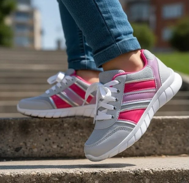 Tênis Infantil Tokpé Menina Cinza/Rosa Imperdivel Cód: 218