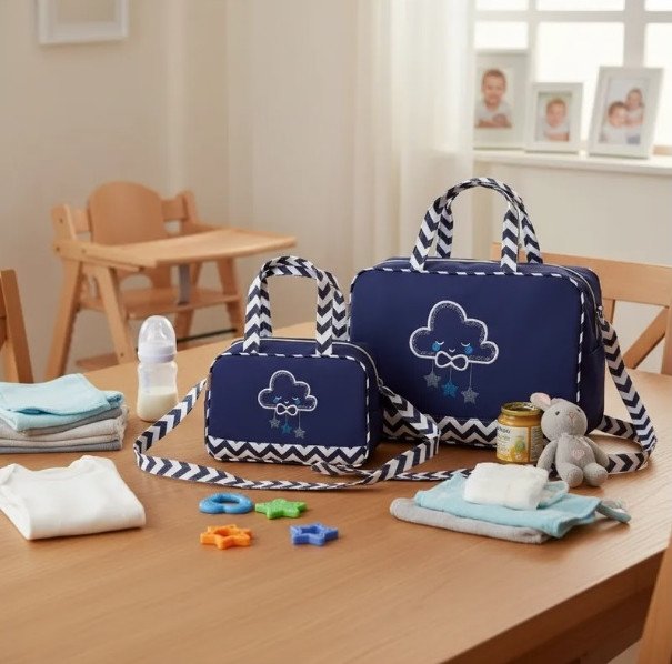 Kit Bolsa Maternidade Mimos Baby Nuvens Marinho Imperdivel Cód: 312