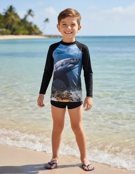 Conjunto Praia/piscina Kamylus Tubarão Proteção Uv Cód: 606