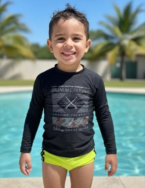 Conjunto Praia/Piscina Kamylus Summer Amarelo Proteção Uv Cód: 607