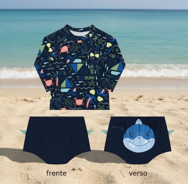Conjunto Praia/piscina Kamylus Tubarão Proteção Uv Cód: 610