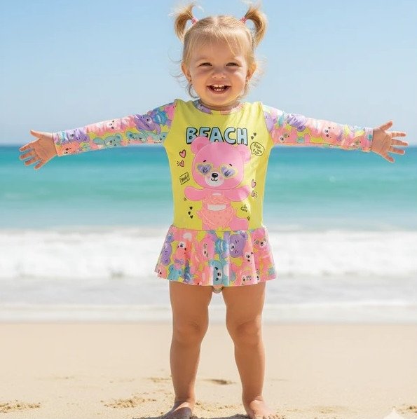 Maiô Manga Longa Kamylus Beach Proteção Uv50+ Amarelo Cód: 615
