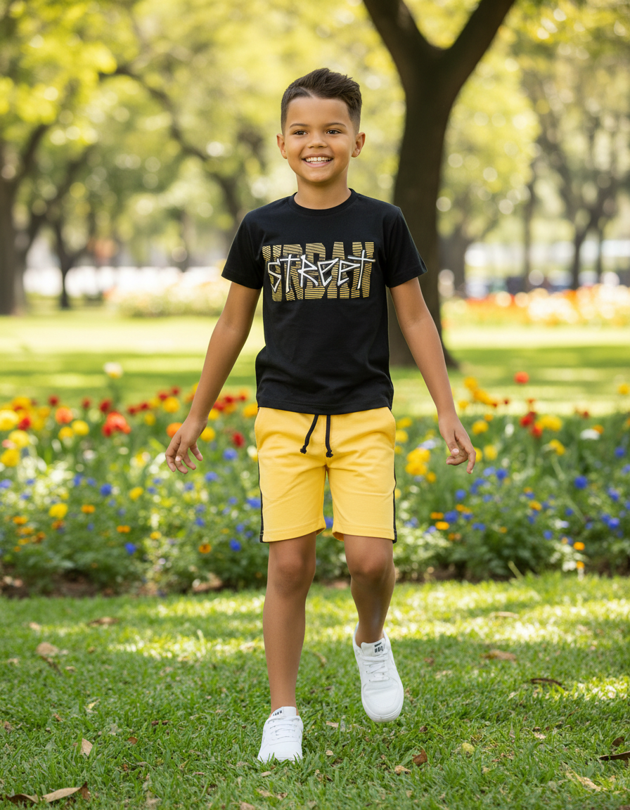 Conjunto Infantil Vrasalon Urban Preto/Amarelo Cód: 22