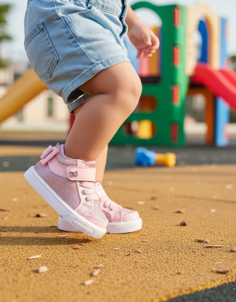 Tênis World Colors Docinho Glitter e Laço Rosa Cód: 136