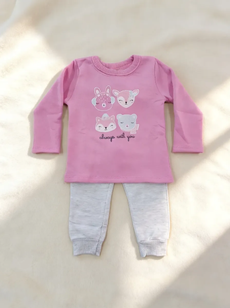 Conjunto Brandili Moletom Bichinhos da Floresta Lilás Cód: 153