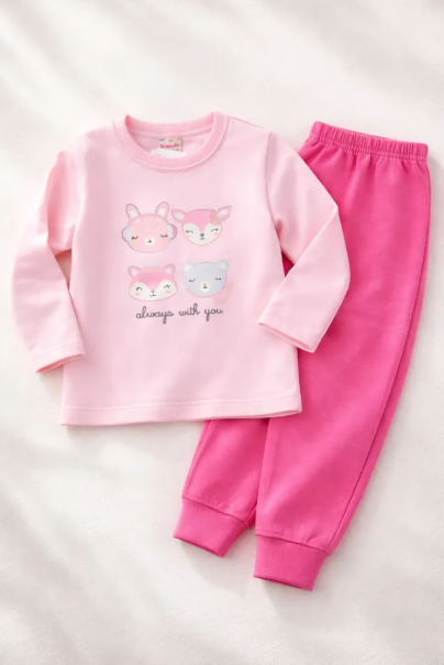 Conjunto Brandili Moletom Bichinhos da Floresta Rosa Cód: 153