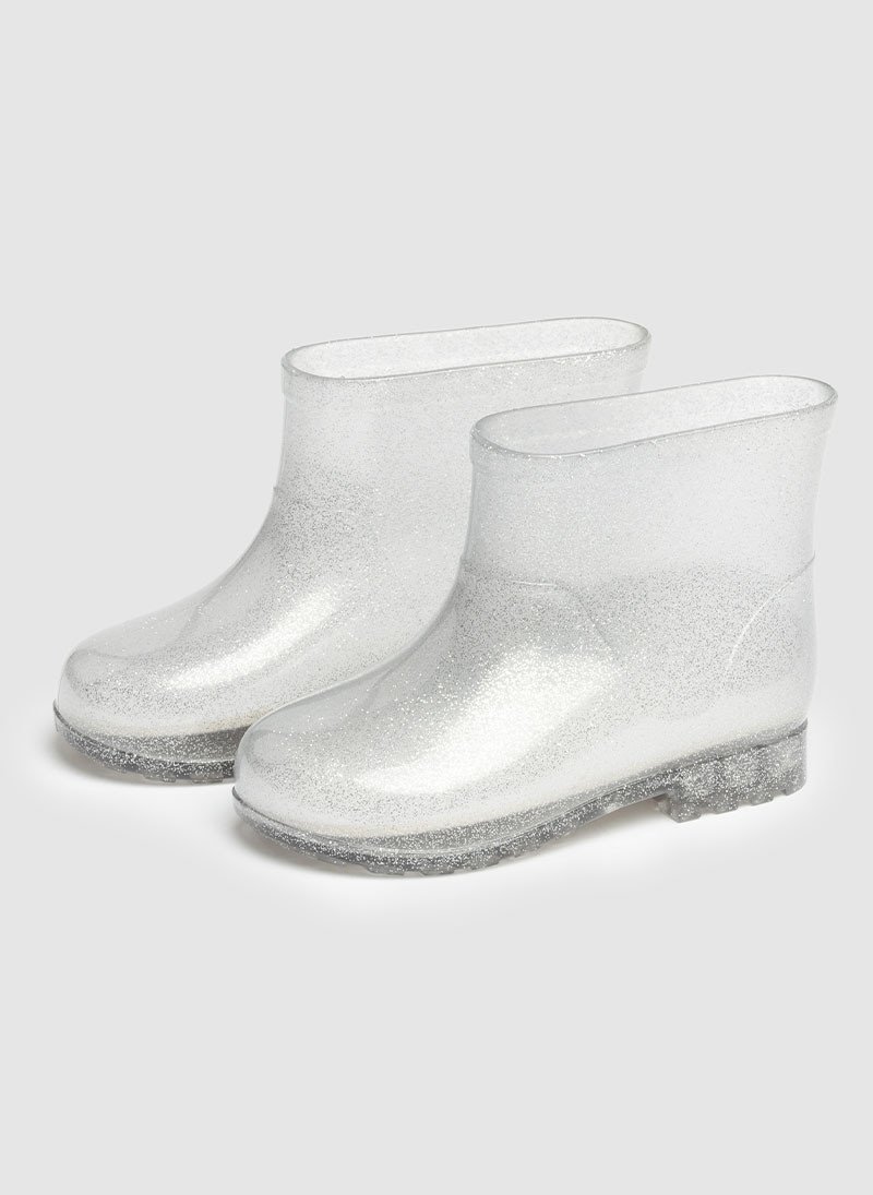 Bota Galocha Infantil Cano Curto Borracha Glilter Transparente Imperdivel Cód: 34