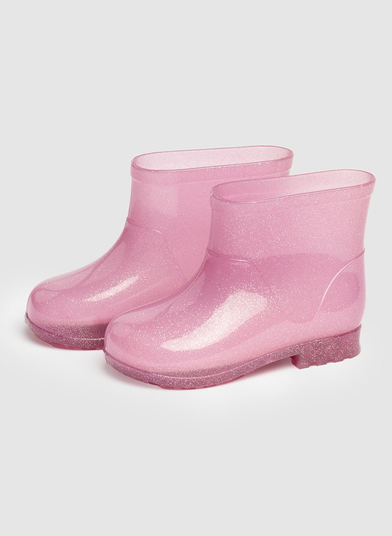Bota Galocha Infantil Cano Curto Borracha Gliter Rosa Imperdivel Cód: 34