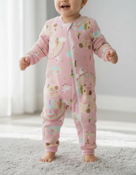 Pijama Macacão Infantil Vrasalon Reino Encantado Rosa Cód: 262