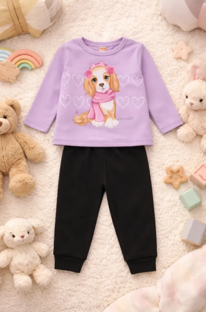 Conjunto Brandili Moletom Cachorrinha Lilas Imperdivel Cód: 434