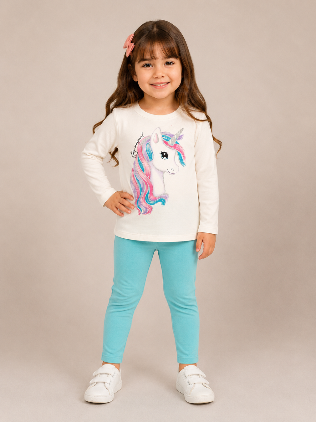 Conjunto Brandili Moletom Unicornio Bege Imperdivel Cód: 446
