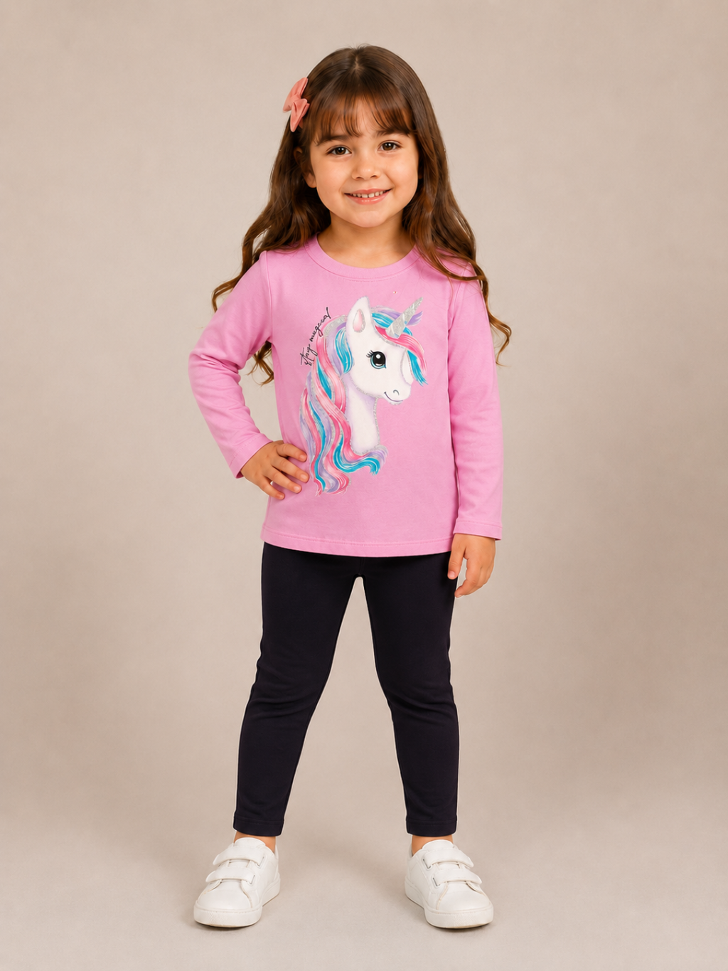 Conjunto Brandili Moletom Unicornio Rosa Imperdivel Cód: 446