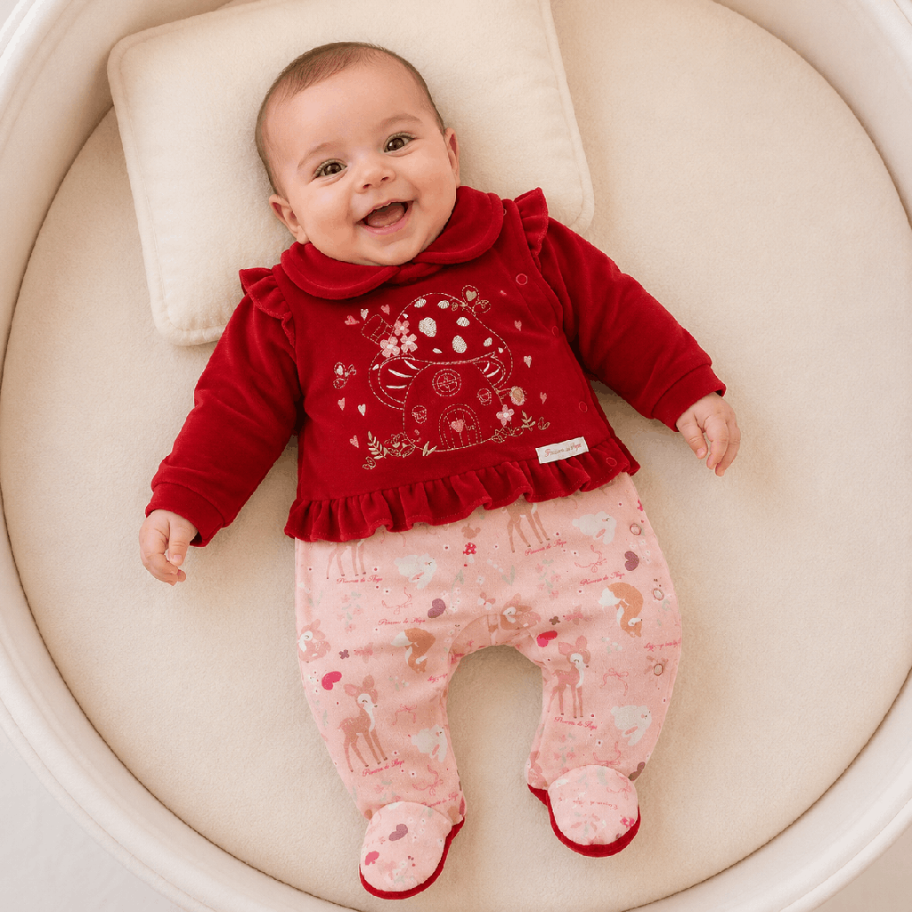 Macacão Bebê Presente de Anjo Plush Bordado Bosque Cód: 630