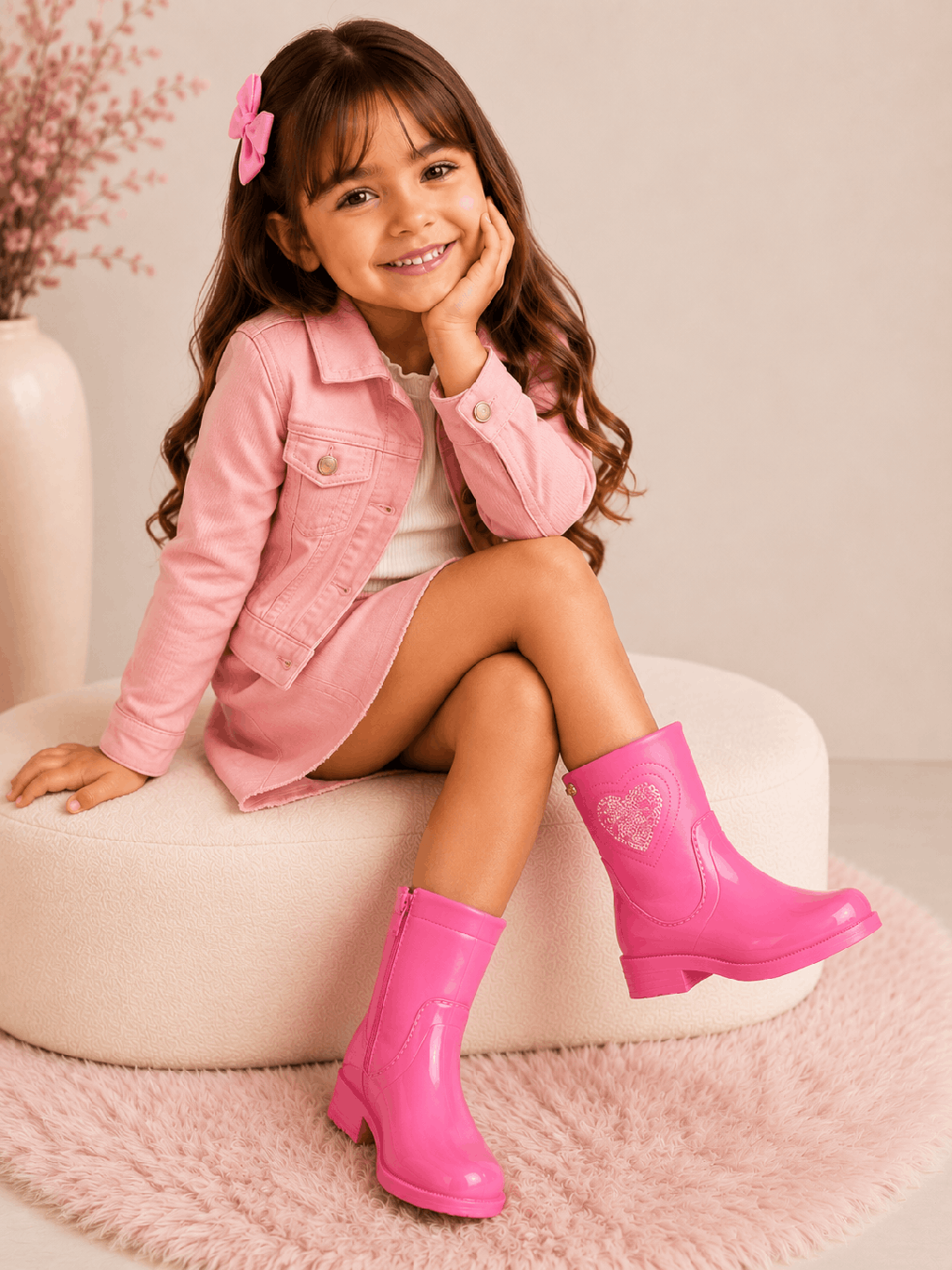 Bota World Colors Lolita Coração Pink Cód: 26