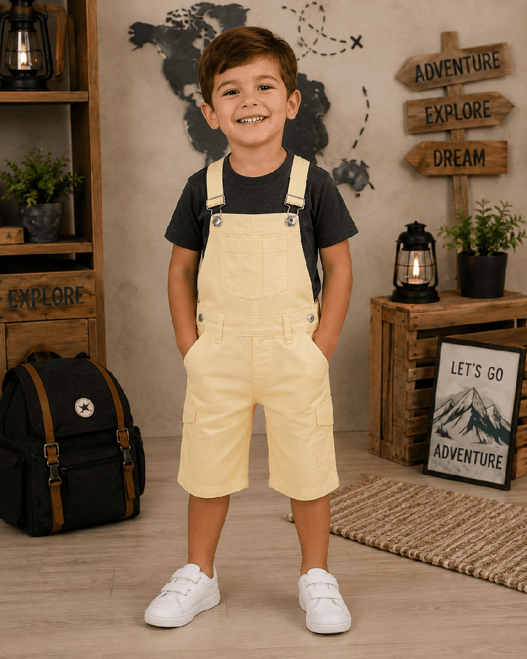 Jardineira Kookabu Sarja Com Bolso Frontal Amarelo Cód: 511