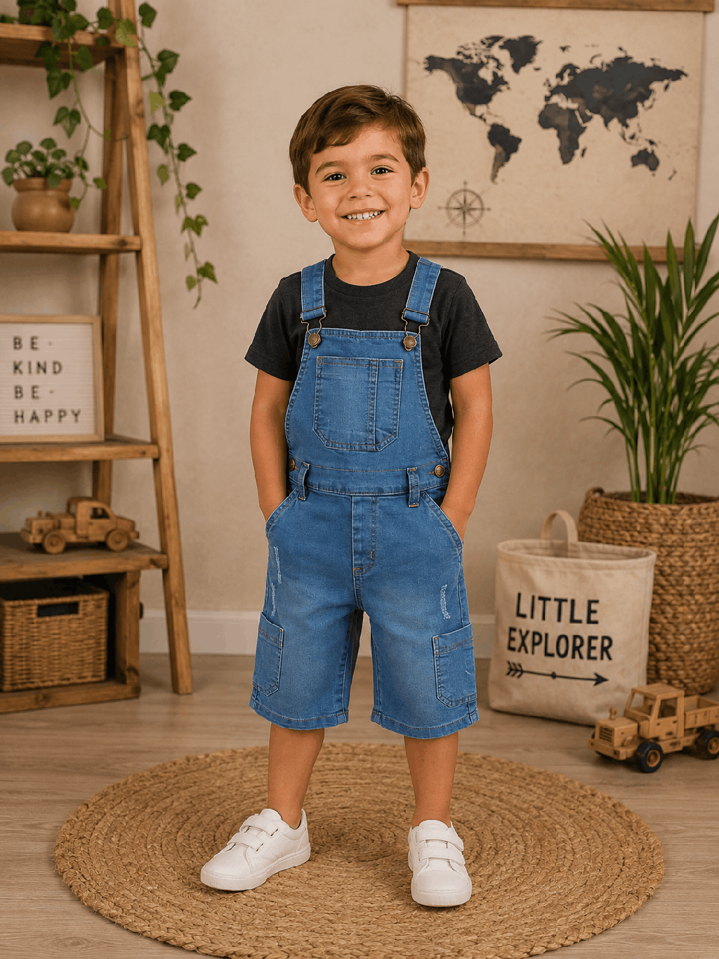 Jardineira Jeans Gijo Detalhe Bolso Frontal Cód: 513