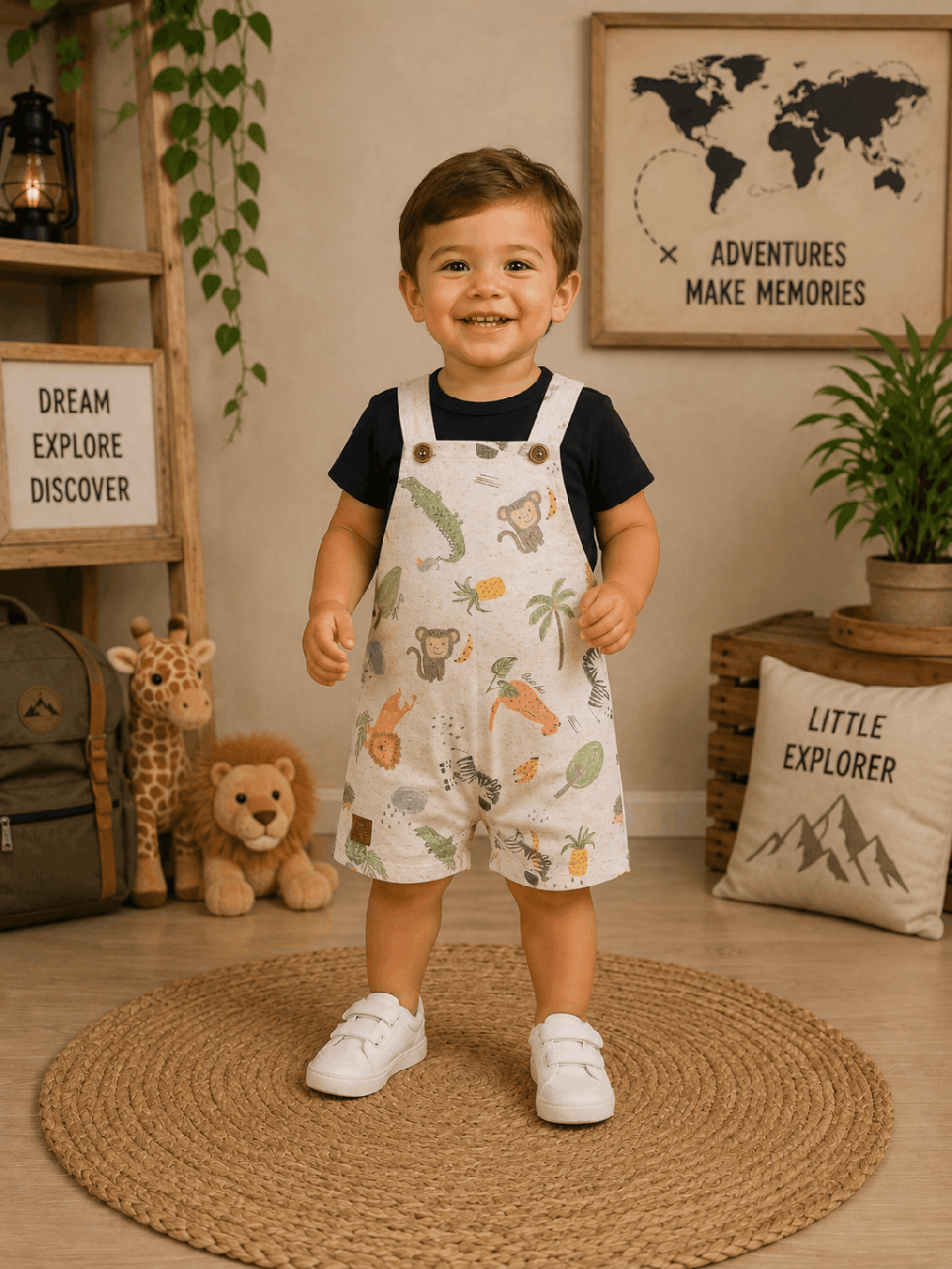 Conjunto Infantil Jardineira e Body Luc.Boo Safari Cód: 286