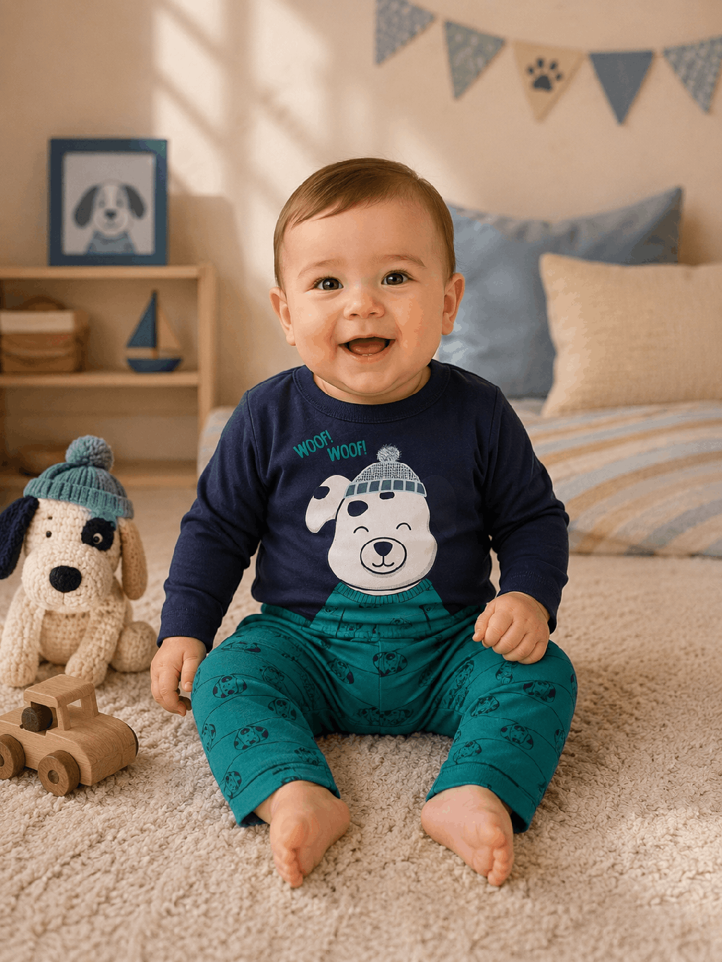 Conjunto Brandili Bebê Blusão e Calça Jogger Moletom Woof! Cód: 74
