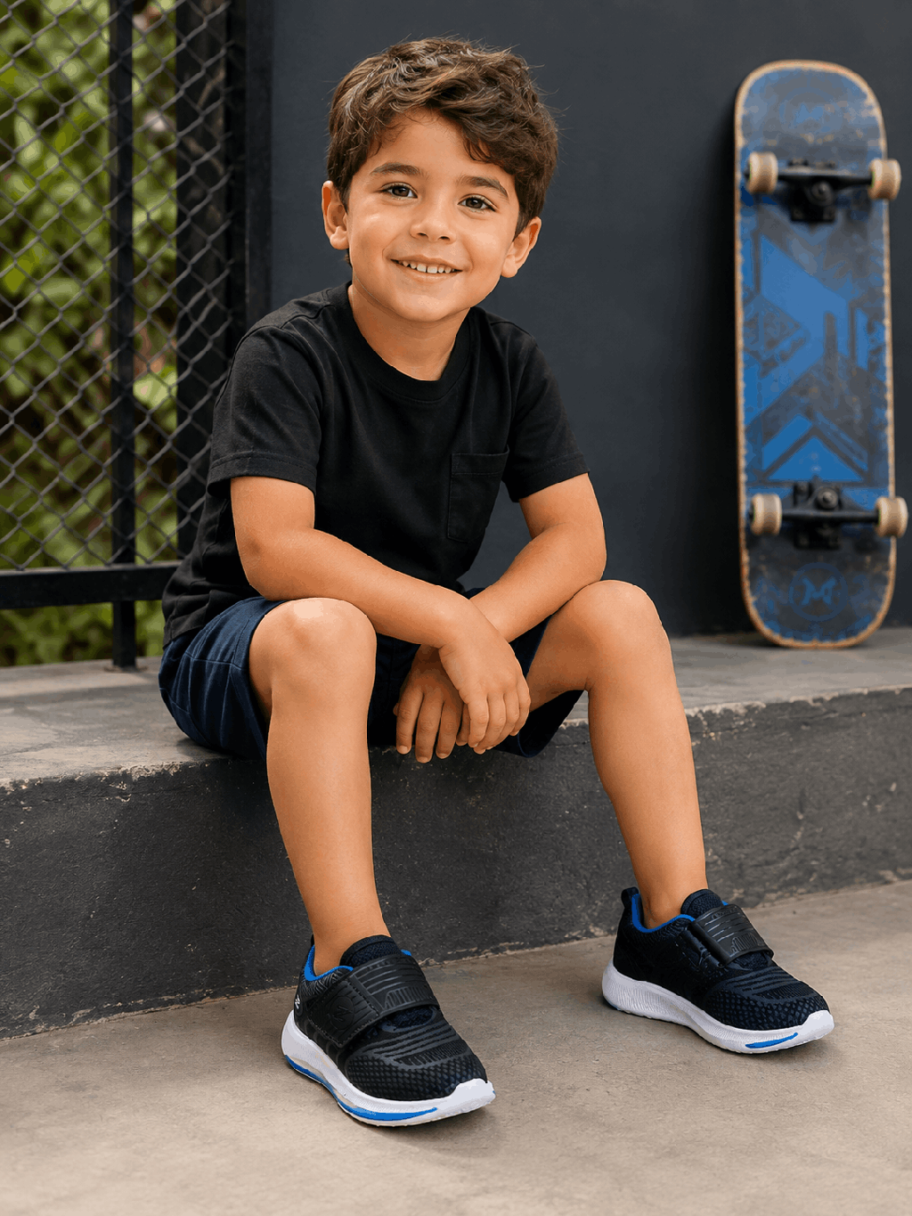 Tênis Infantil Zeuz Calce Fácil Preto/Azul Cód: 109