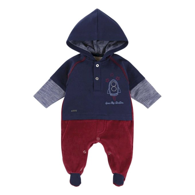 Macacão Din Don Plush Foguete Marinho e Bordô Linha Luxo Cód: 24