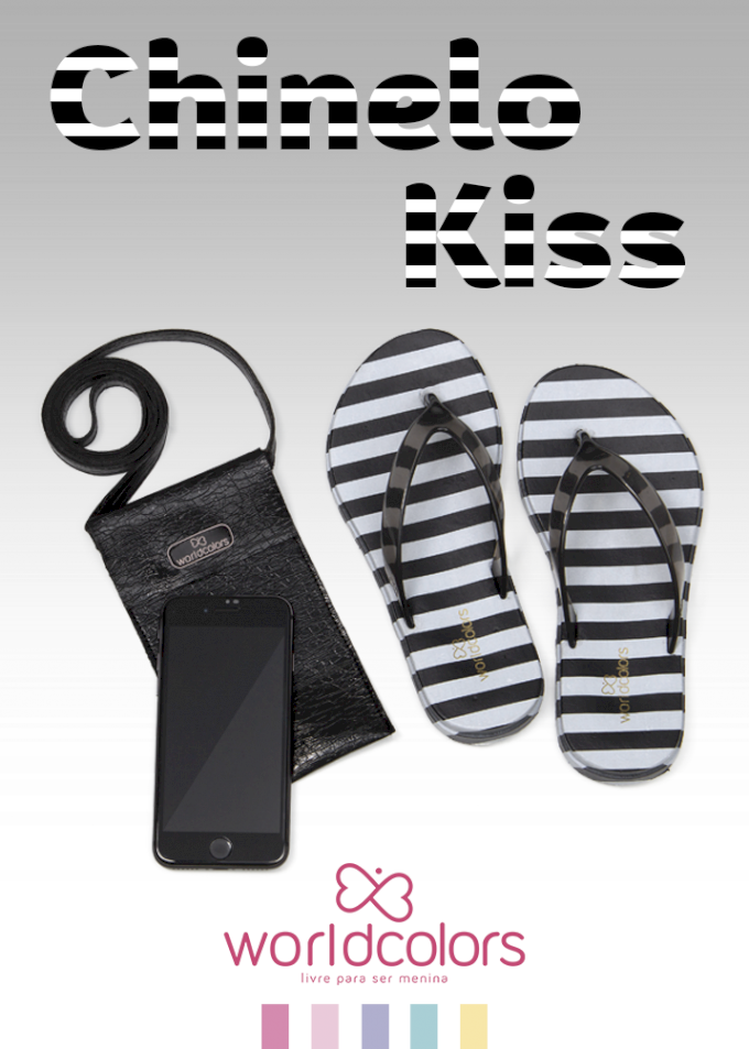 Chinelo World Colors Kiss Com Bolsinha Porta Celular Cód: 92