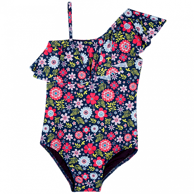 Maiô Tip Top Babado Floral Marinho com Rosa Imperdivel Cód: 323