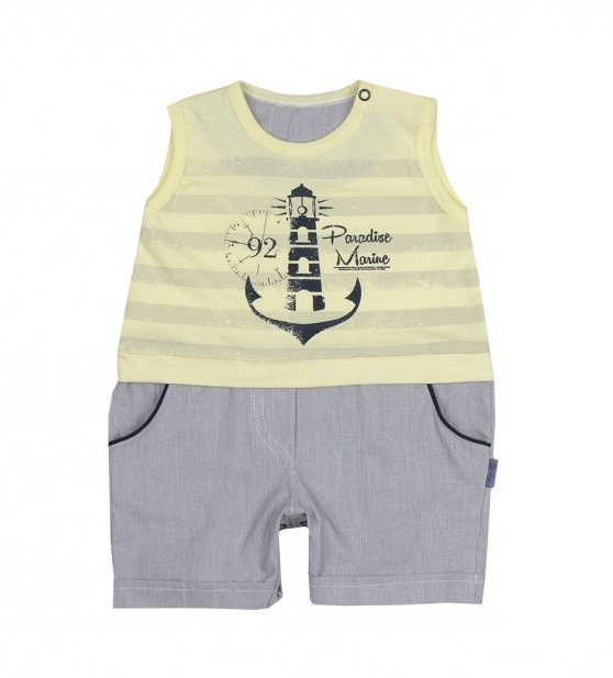 Macacão Bebê Paraíso Paradise Marine Amarelo/Cinza Cód: 158