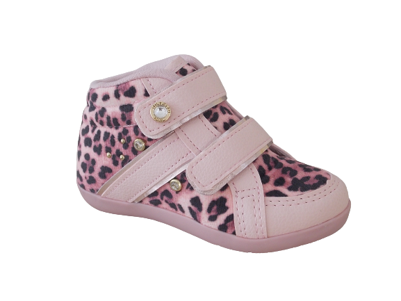 Tênis Klin Gloss Cano Alto Rosa Animal Print Cód: 192