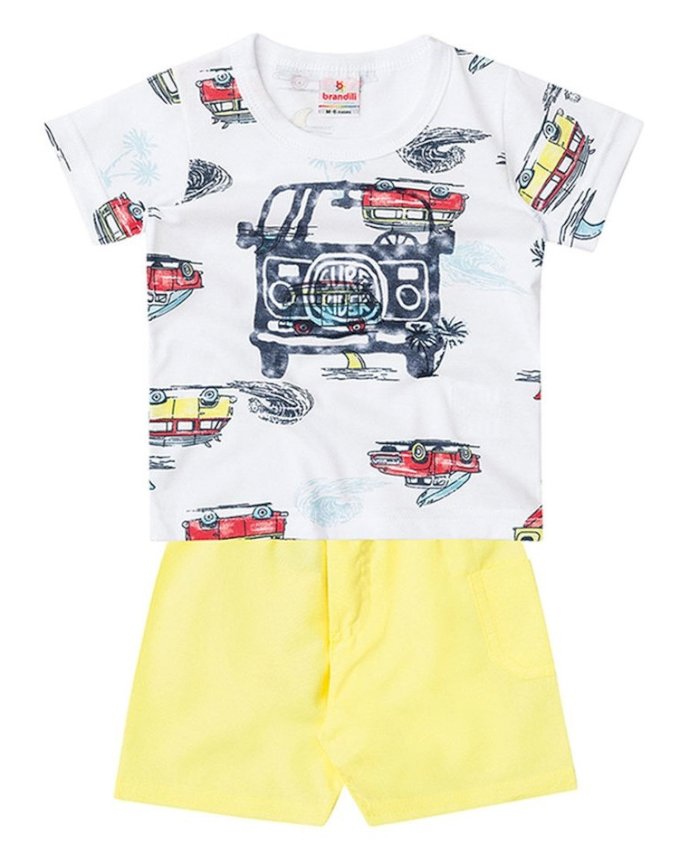 Conjunto Bebê Brandili Surf Rider Amarelo Imperdível Cód: 219
