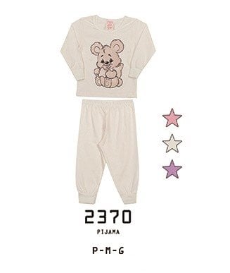 Pijama Bebê Alemara Manga Longa Ursinha Bege Imperdível Cód: 439
