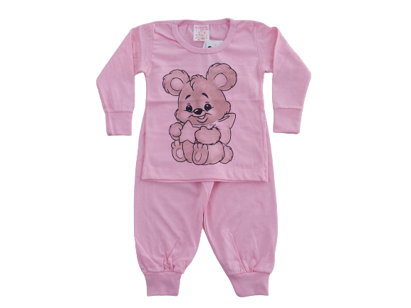 Pijama Bebê Alemara Manga Longa Ursinha Rosa Imperdível Cód: 439