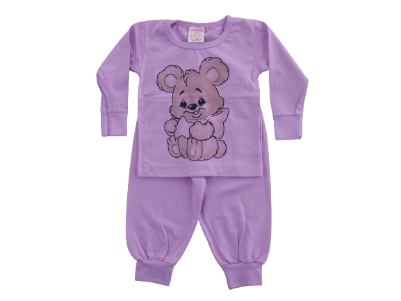 Pijama Bebê Alemara Manga Longa Ursinha Lilas Imperdível Cód: 439