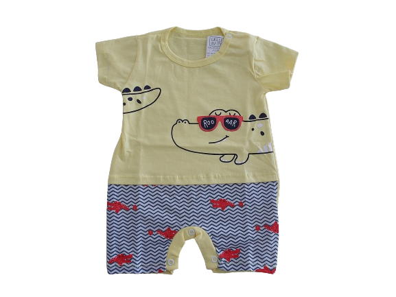 Macacão Bebê Curto Gelly Baby Jacaré Amarelo Cód: 456