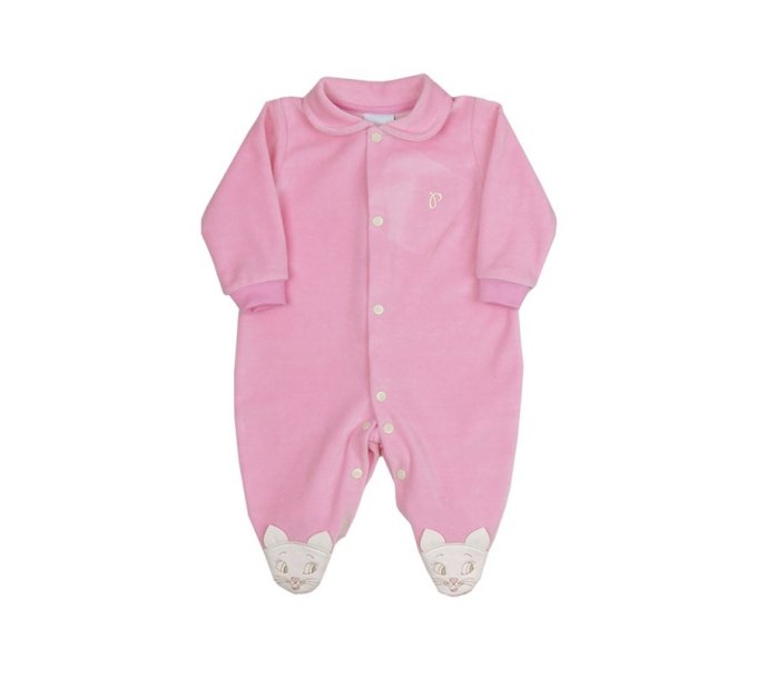Macacão Paraíso Plush Pezinhos Ursinho Rosa Linha Luxo Cód: 180