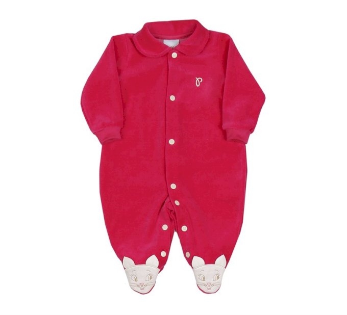 Macacão Paraíso Plush Pezinhos Ursinho Pink Linha Luxo Cód: 180