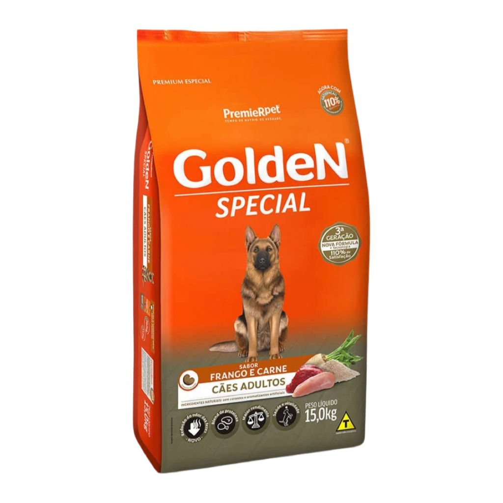 Ração Golden Special Cães Adultos Raças Médias e Grandes Frango e Carne 15 Kg