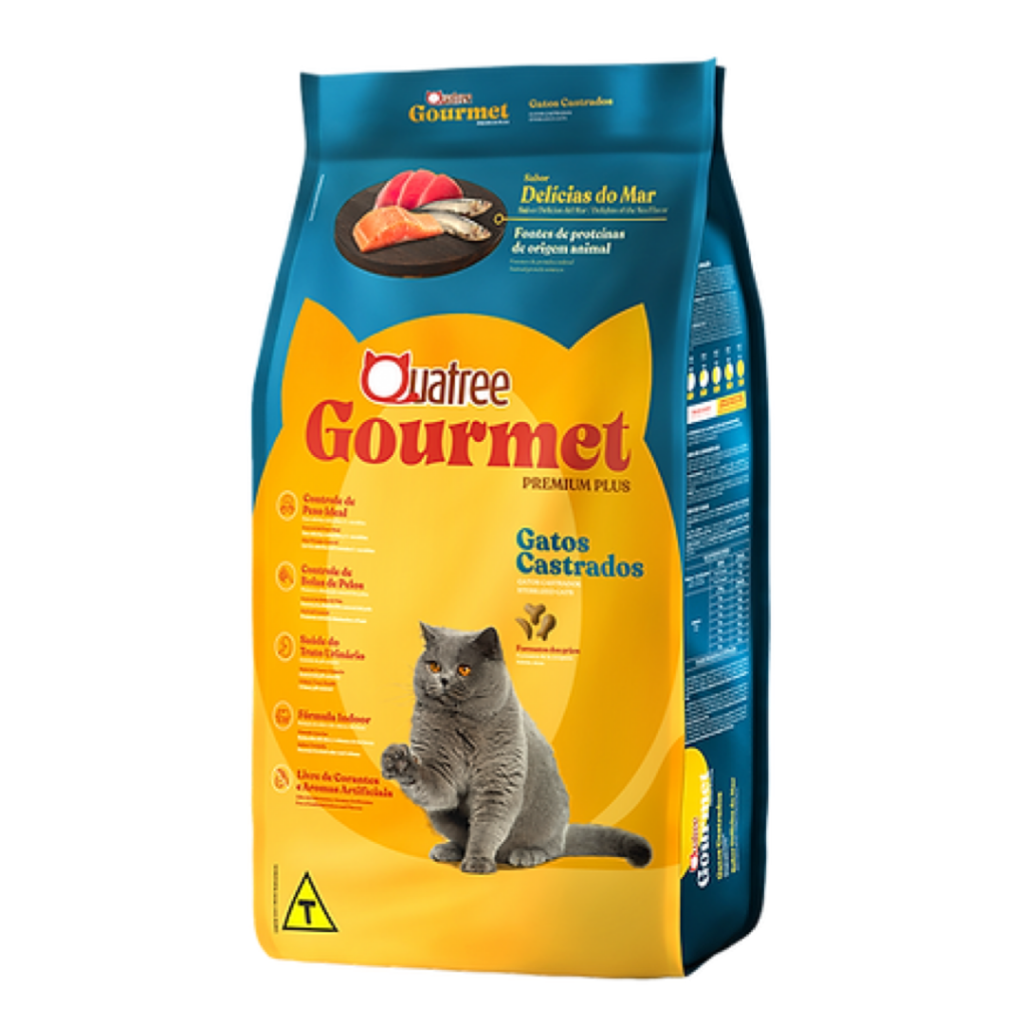 Ração Quatree Gourmet Delícias do Mar Gatos Castrados 10,1 kg